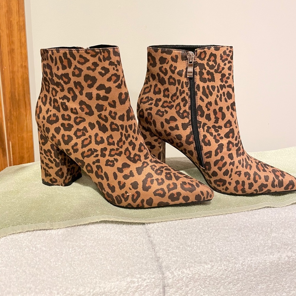 leopard print ankle boots